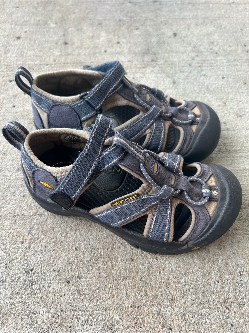 Keen Kids Waterproof Closed-Toe Sport Sandals in Navy and Tan